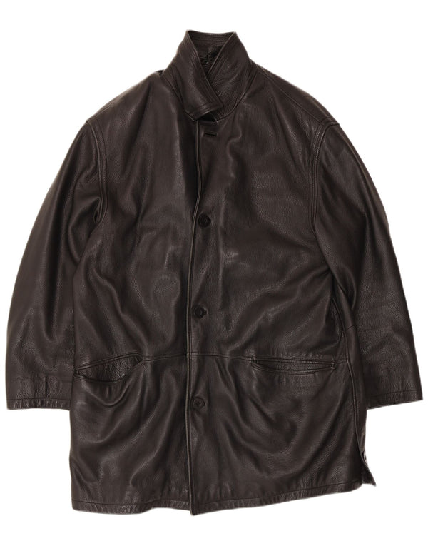 vintage Mens Regular Fit Veste en cuir UK 40 Grand Noir