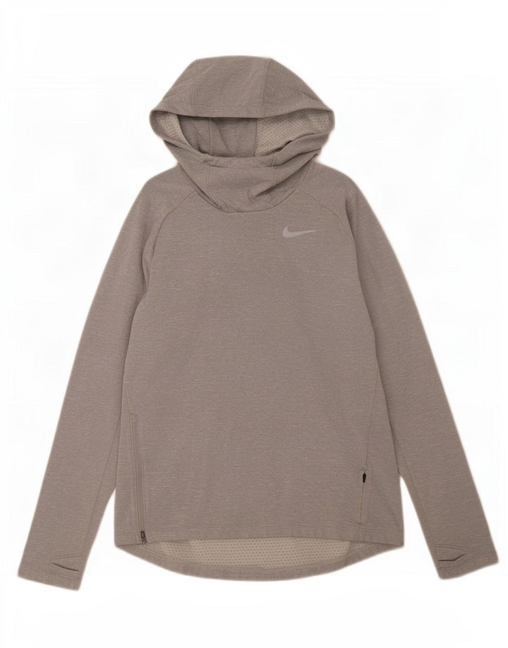 Nike Haut à capuche Dri Fit à manches longues pour homme Gris moyen chiné en polyester