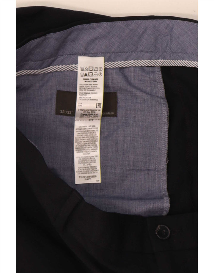 Marks & Spencer Pantalon Chino Coupe Regular Homme W38 L33 Bleu Marine Polyester