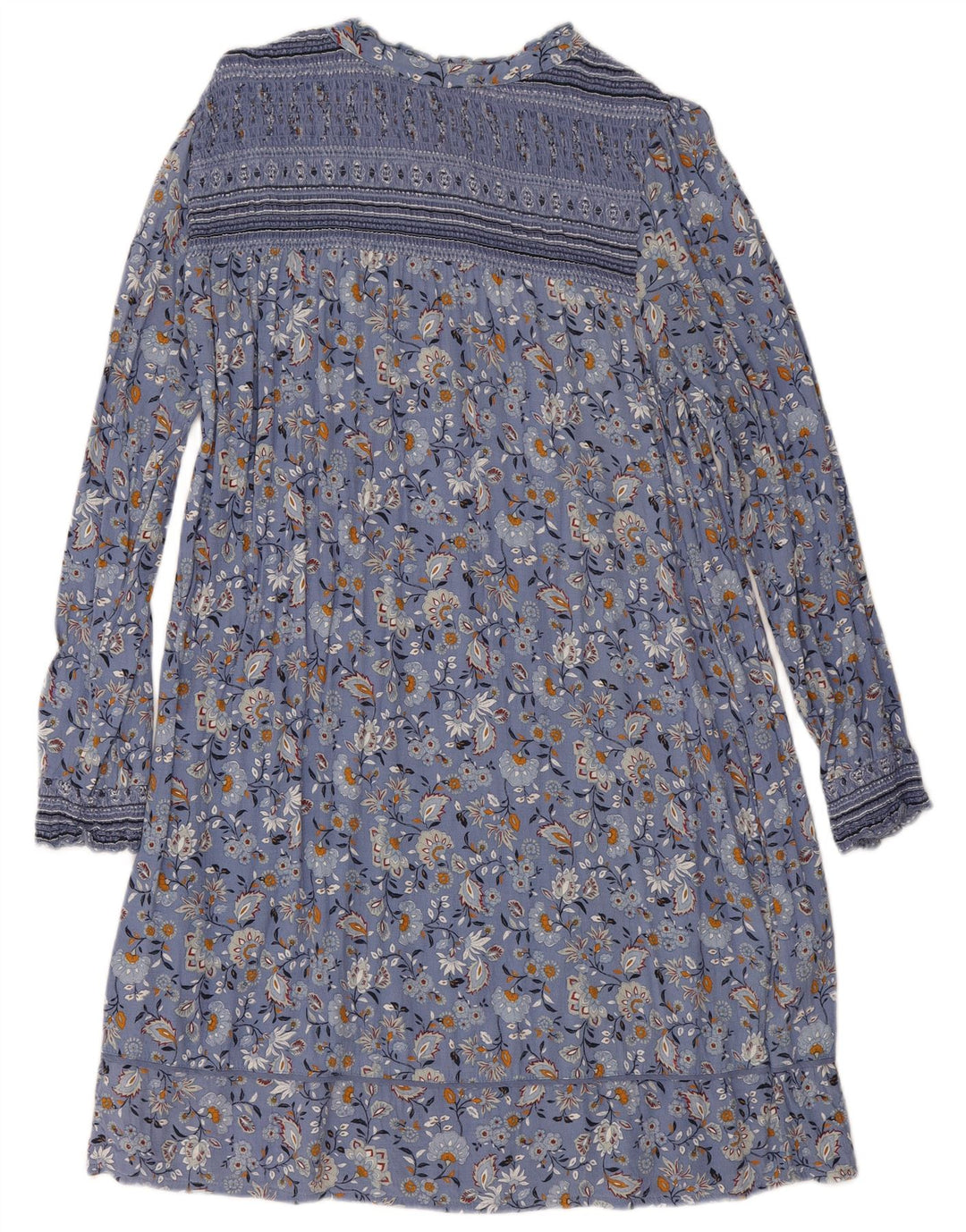 Fat Face Robe basique à manches longues pour femme UK 42 Bleu moyen Floral Viscose