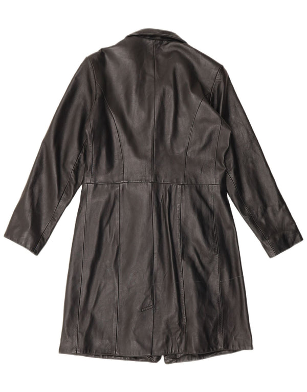 Helium Manteau en cuir pour femme UK 10 Petit Noir