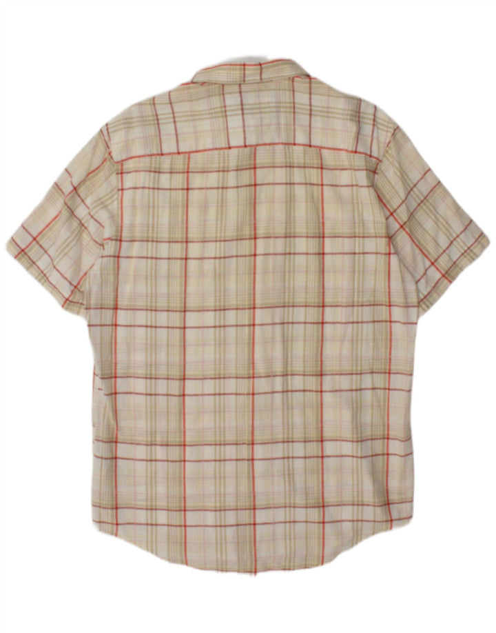 Timberland Chemise à Manches Courtes Regular Fit Homme Beige Moyen à Carreaux Lin