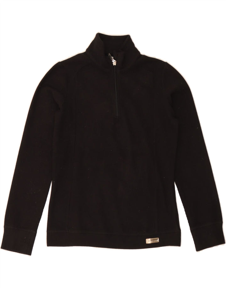 CHAMPION Womens Zip Neck Fleece Jumper UK 10 Small Black Polyester Vintage Champion and Second-Hand Champion from Messina Hembry 