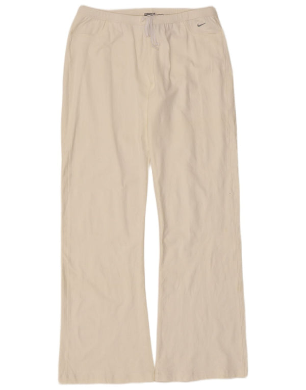 Nike Pantalon de survêtement évasé pour femme UK 14/16 Large Off White Nylon