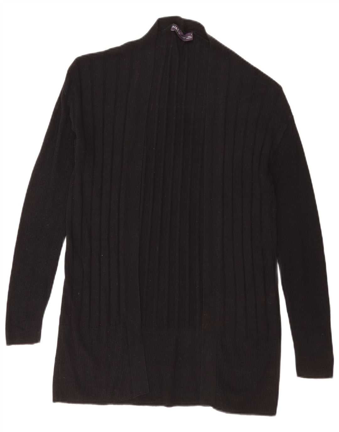 Marks & Spencer Pull cardigan ouvert pour femme UK 10 Petit rayé noir