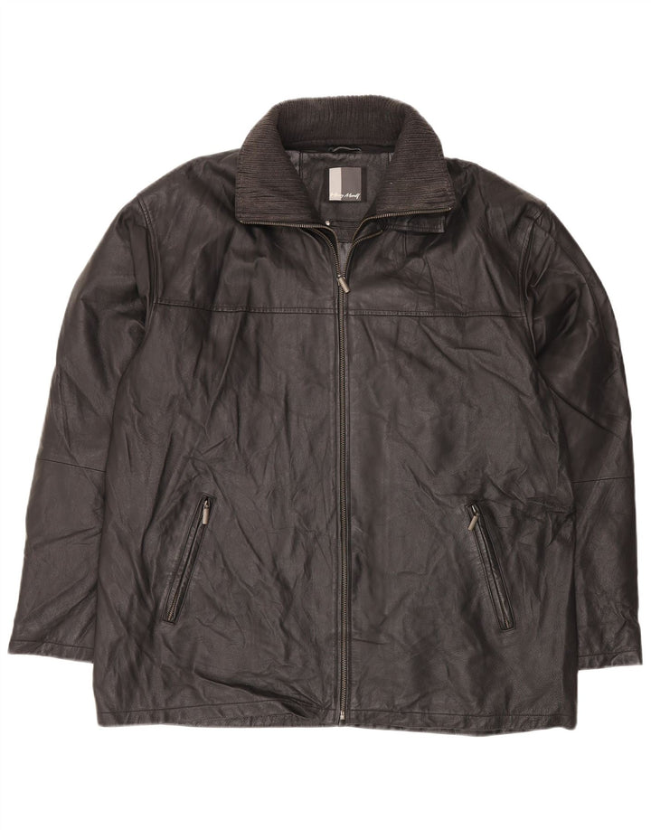 HENRY MORELL Veste en cuir pour homme UK 42 XL Cuir noir