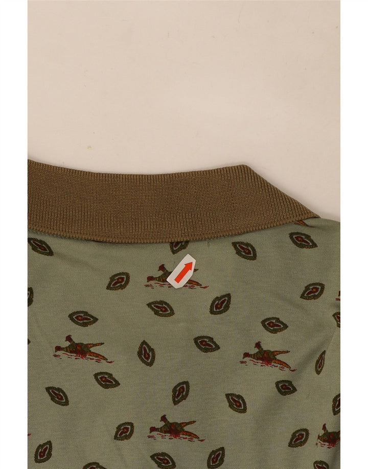 Cacharel Homme Polo Motif Abstrait Large Kaki Coton