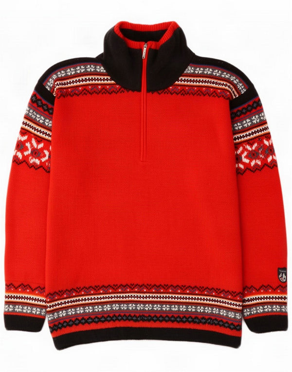 Kilkenny Pull col zippé pour homme XL Laine Fair Isle rouge