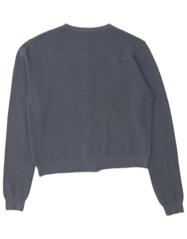 Zara Womens Crop Cardigan Sweater UK 10 Small Bleu Marine Viscose
