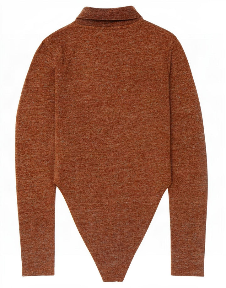 Zara Body à manches longues pour femme UK 8 petit polyester moucheté marron