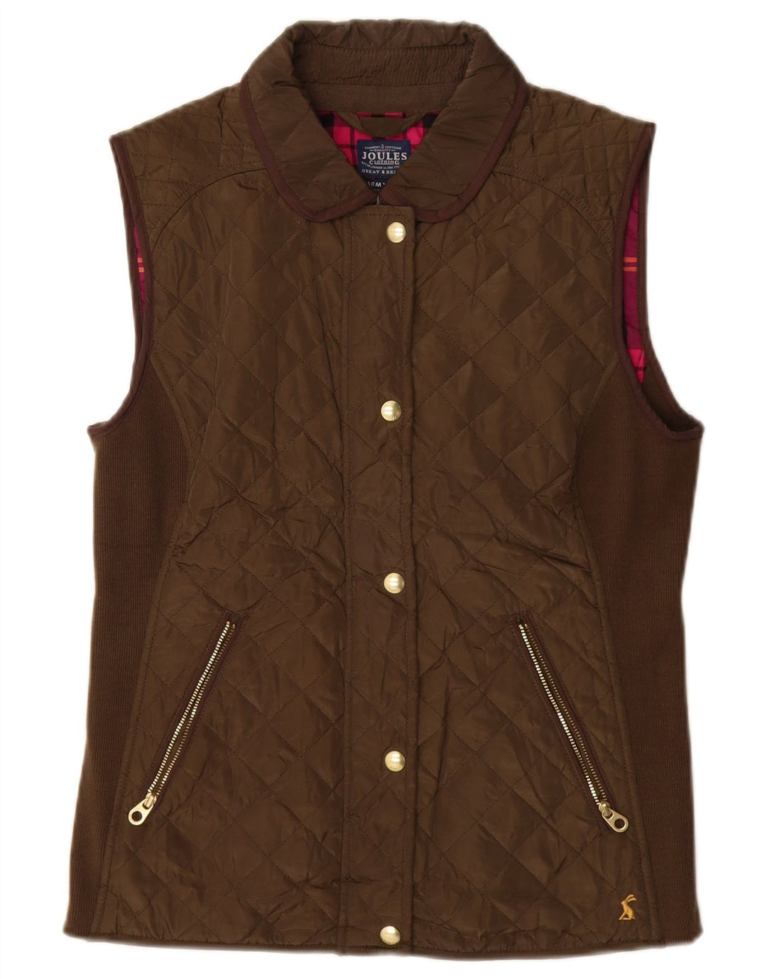 JOULES Gilet matelassé pour femme UK 12 Marron moyen Polyester