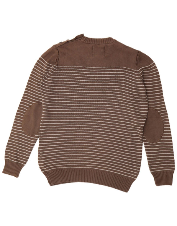 JULES Pull à col rond pour homme en coton rayé marron grand