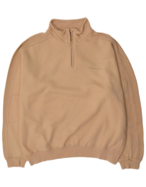 Champion Sweat-shirt col zippé pour homme XL en coton beige