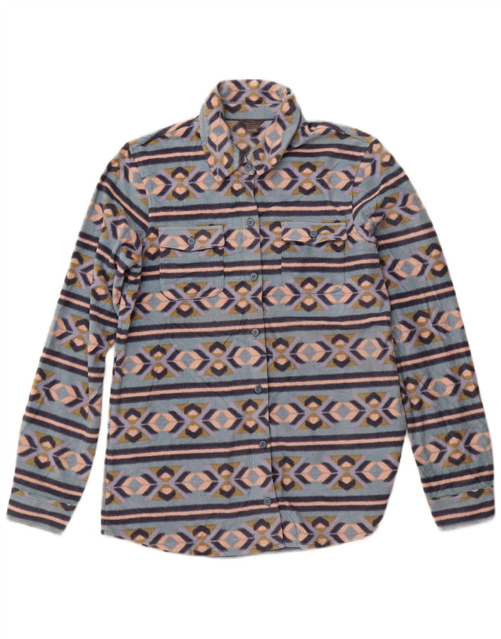 EDDIE BAUER Chemise polaire pour femme UK 12 Bleu moyen Fair Isle Polyester