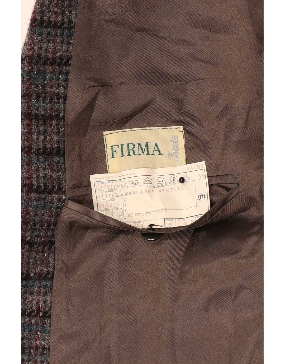 FIRMA Veste blazer à 3 boutons pour homme UK 40 Large laine à carreaux multicolores