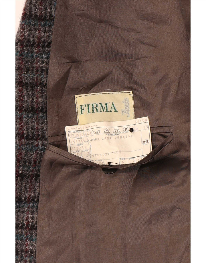 FIRMA Veste blazer à 3 boutons pour homme UK 40 Large laine à carreaux multicolores