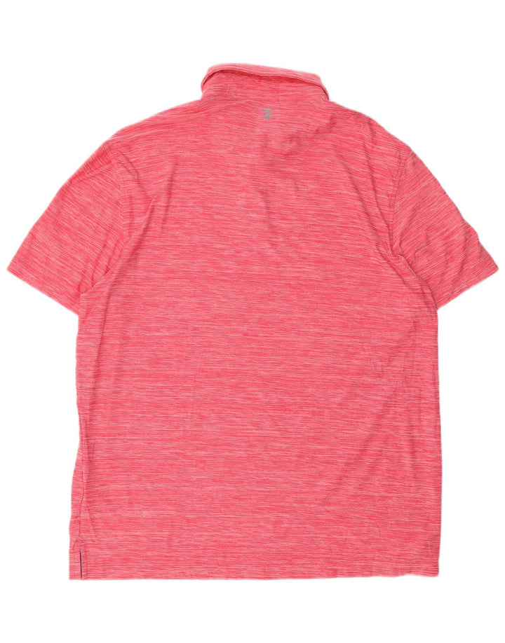 Izod Polo Homme Polyester à Rayures Rouge Moyen