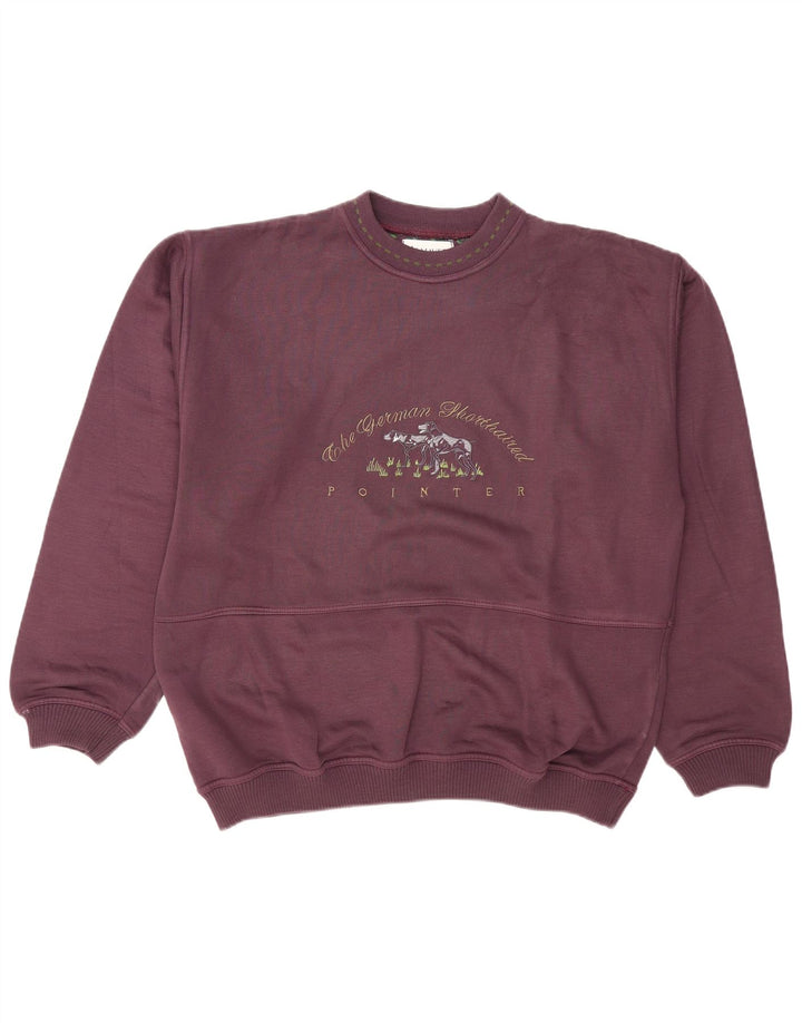 vintage Mens Graphic Sweatshirt Jumper XL Marron Coton