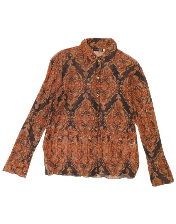 Sara Glenzer Chemisier transparent pour femme EU 46 XL Marron Paisley