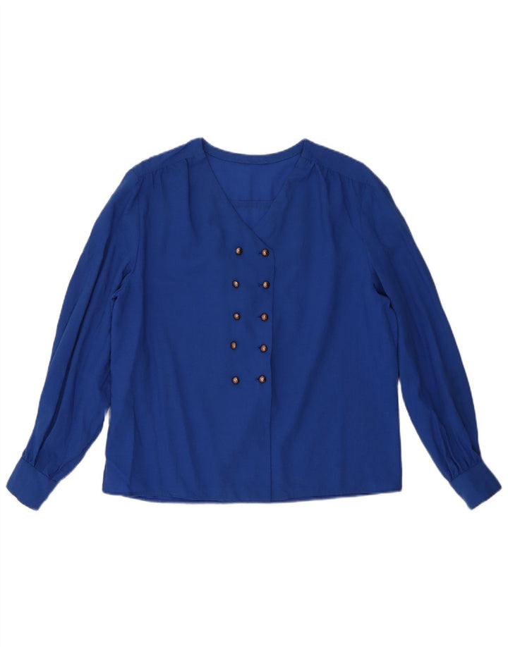 Chemisier chemise femme vintage UK 16 Grand Bleu
