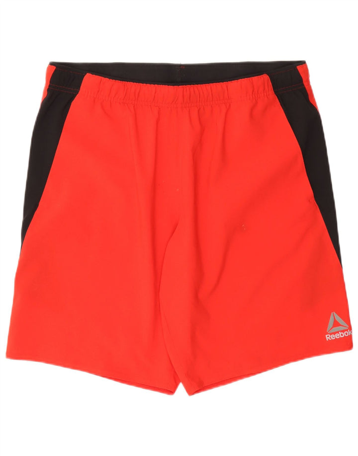 REEBOK Short de sport pour homme Large Rouge Colorblock Polyester