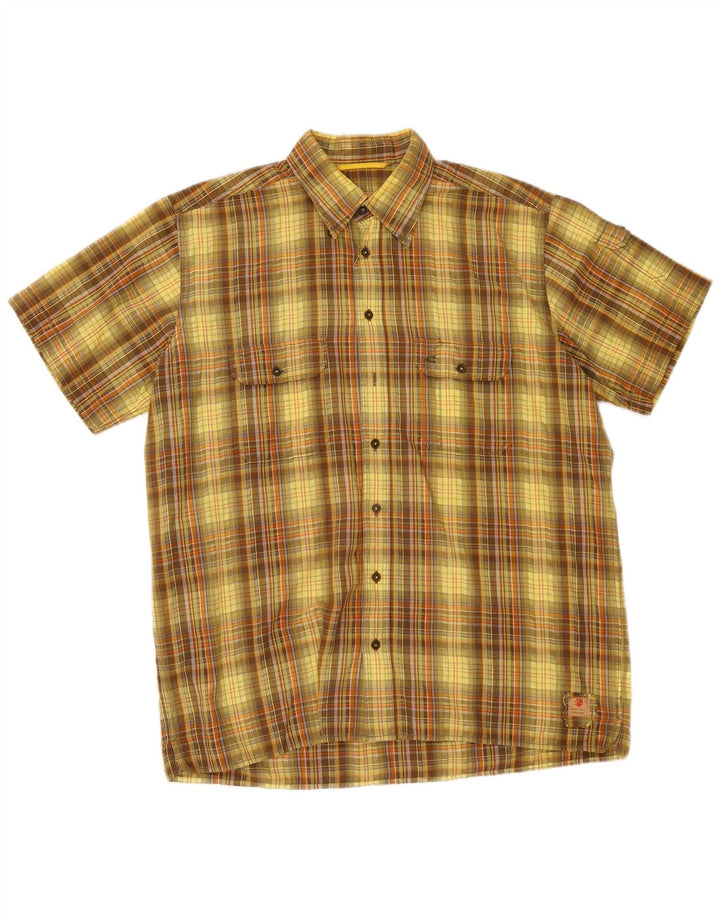 Camel Active Chemise à manches courtes pour hommes à carreaux jaunes