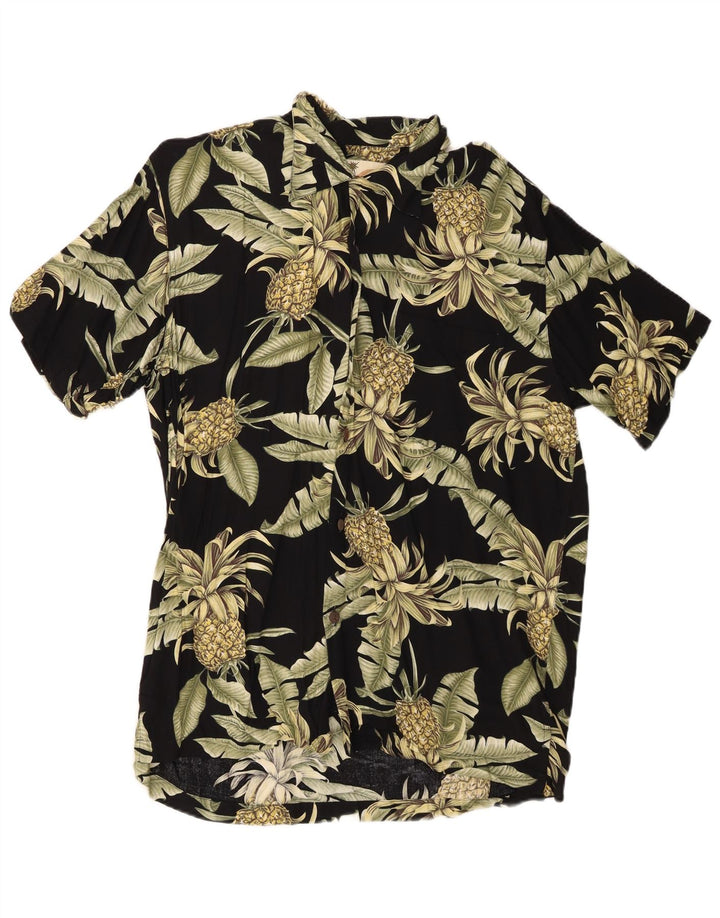 Karmakula Chemise à Manches Courtes Homme Motif Abstrait Viscose Noir Moyen