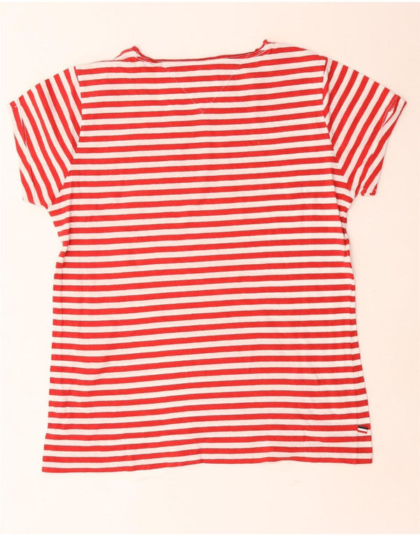 Tommy Hilfiger T-Shirt Femme UK 14 Medium Rouge Rayé