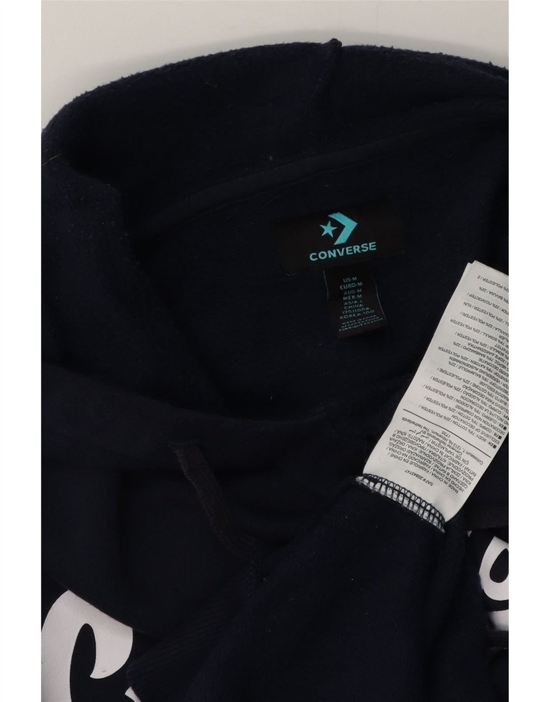 Converse Pull à capuche graphique en coton bleu marine moyen pour homme