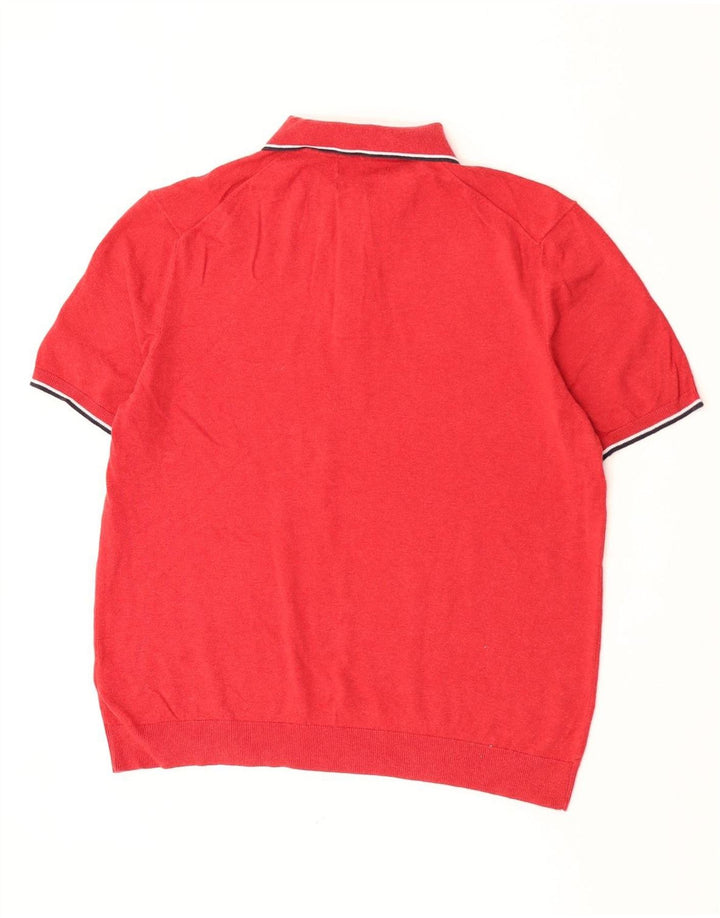 Marks & Spencer Pull à col polo pour homme Large rayé rouge