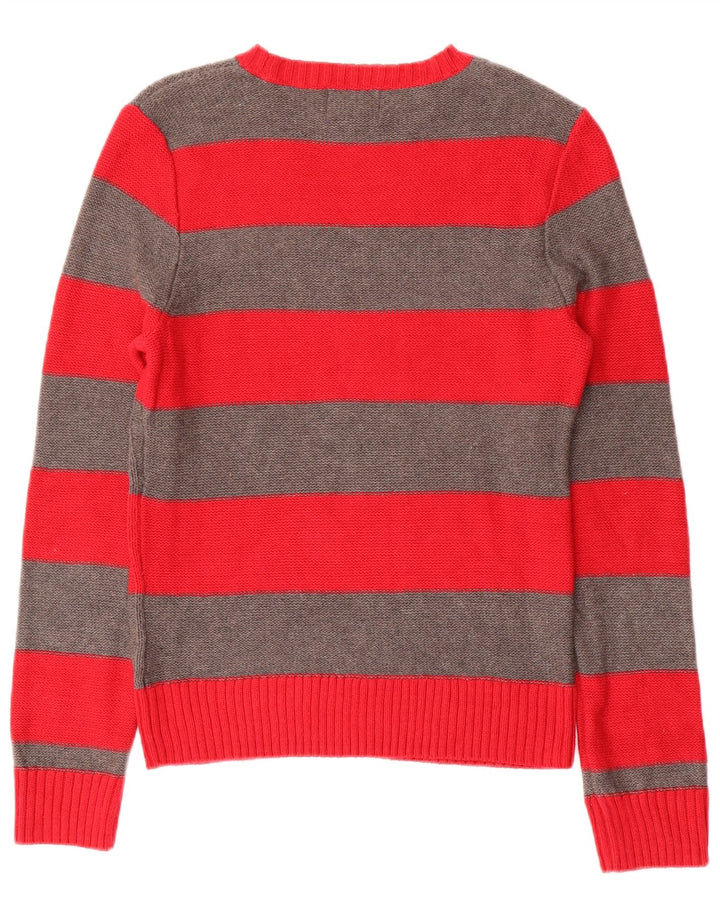 Chaps Womens Classics Boat Neck Jumper Sweater UK 10 Petit Rouge Rayé