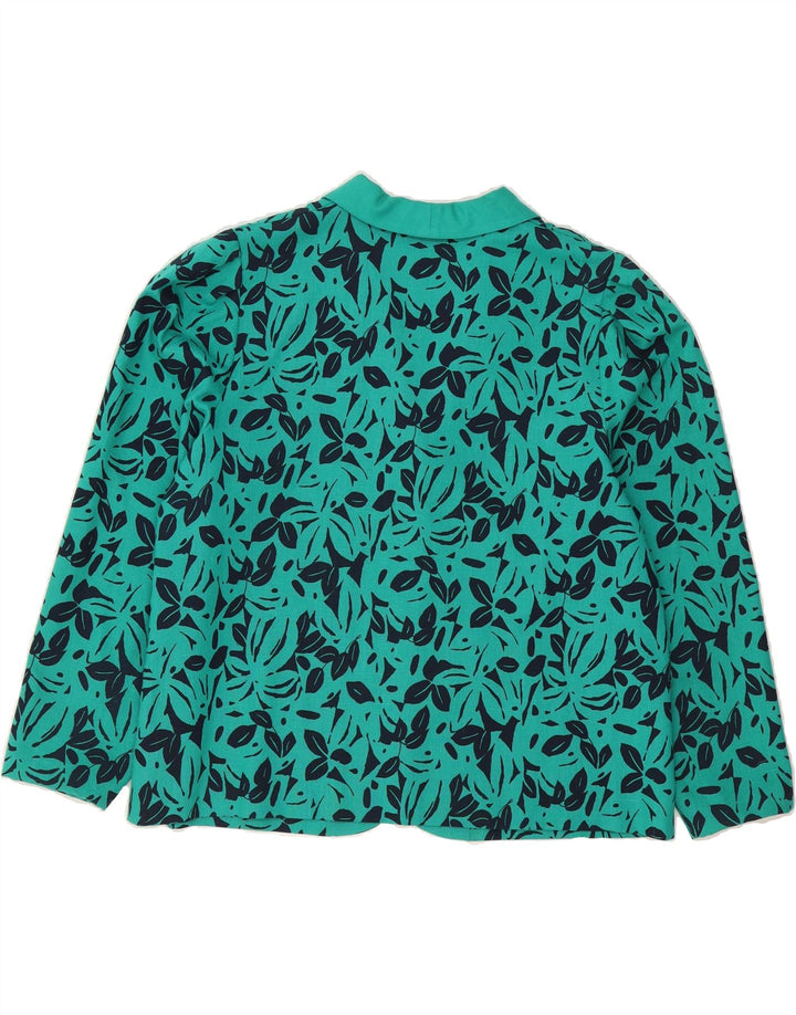 RICHARD STUMP Womens 3 Button Blazer Jacket UK 20 2XL Turquoise Floral Vintage Richard Stump and Second-Hand Richard Stump from Messina Hembry 