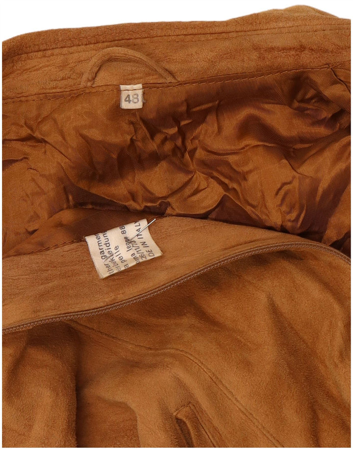 vintage Femme Daim Bomber Jacket IT 48 XL Cuir Marron