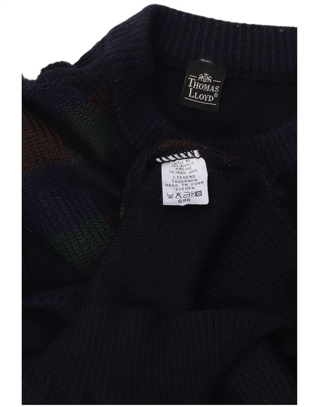 THOMAS LLOYD Pull à col rond pour femme UK 16 Large Bleu marine