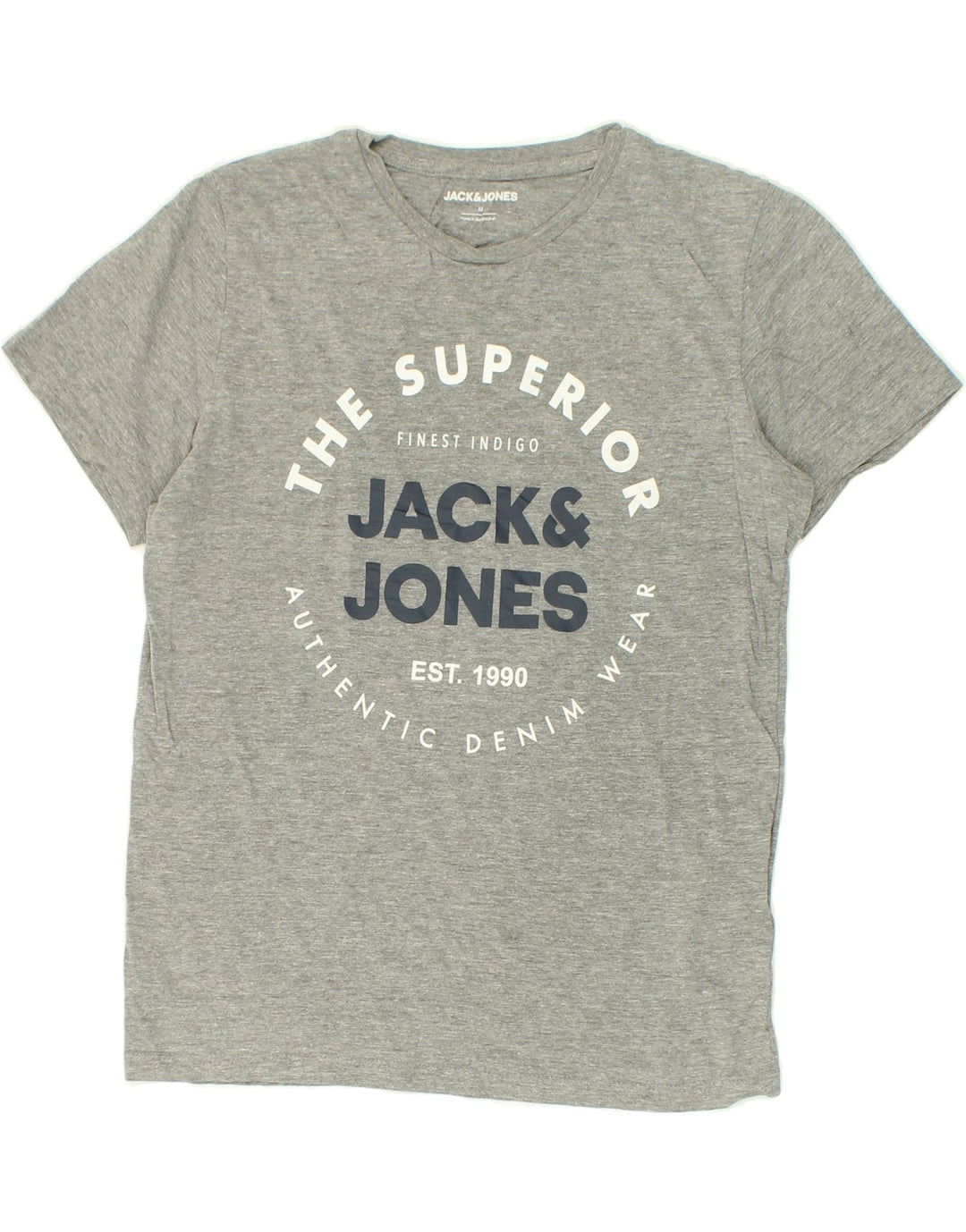 JACK & JONES Mens Graphic T-Shirt Top Medium Grey Cotton Vintage Jack & Jones and Second-Hand Jack & Jones from Messina Hembry 