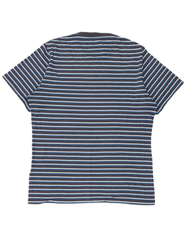 Barbour Hommes T-Shirt Top Bleu Marine Rayé Coton