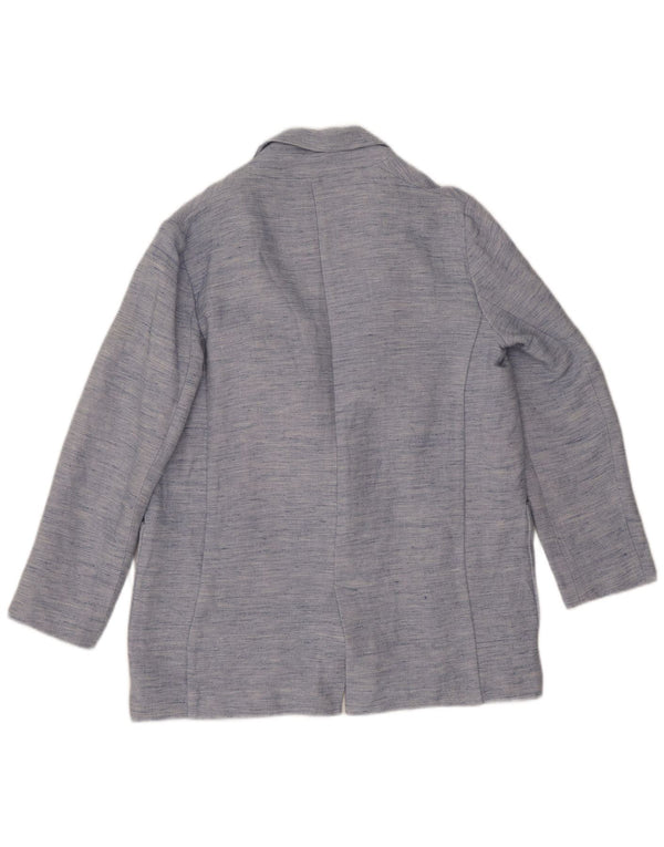 Zara Womens Open Blazer Jacket UK 14 Large Blue Flecked Acetate