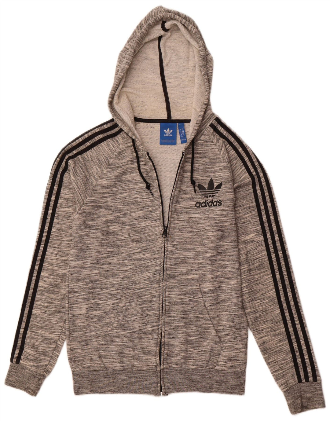 ADIDAS Pull à capuche zippé pour homme Petit coton moucheté gris