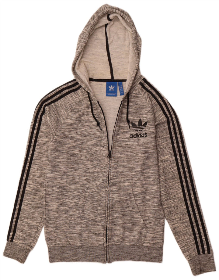 ADIDAS Pull à capuche zippé pour homme Petit coton moucheté gris