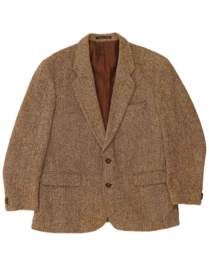 Harris Tweed Veste blazer à 2 boutons pour homme UK 40 Grande laine marron