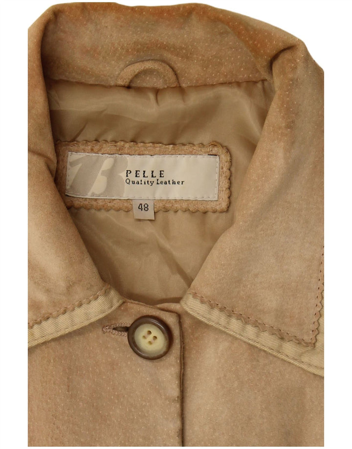 veste en daim femme vintage IT 48 XL Cuir Beige