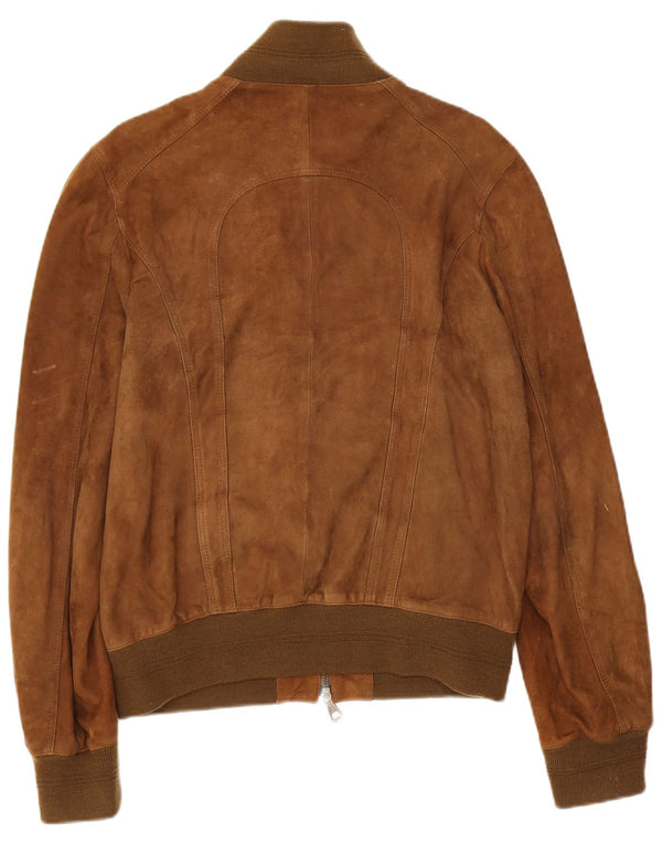 vintage Mens Bomber Suede Jacket IT 50 Grand Cuir Marron