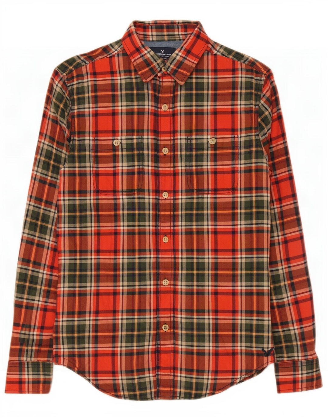 American Eagle Outfitters Chemise en flanelle coupe classique pour homme Petit carreaux rouges