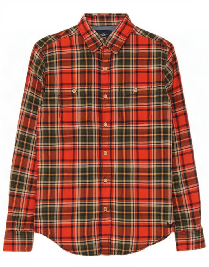 American Eagle Outfitters Chemise en flanelle coupe classique pour homme Petit carreaux rouges