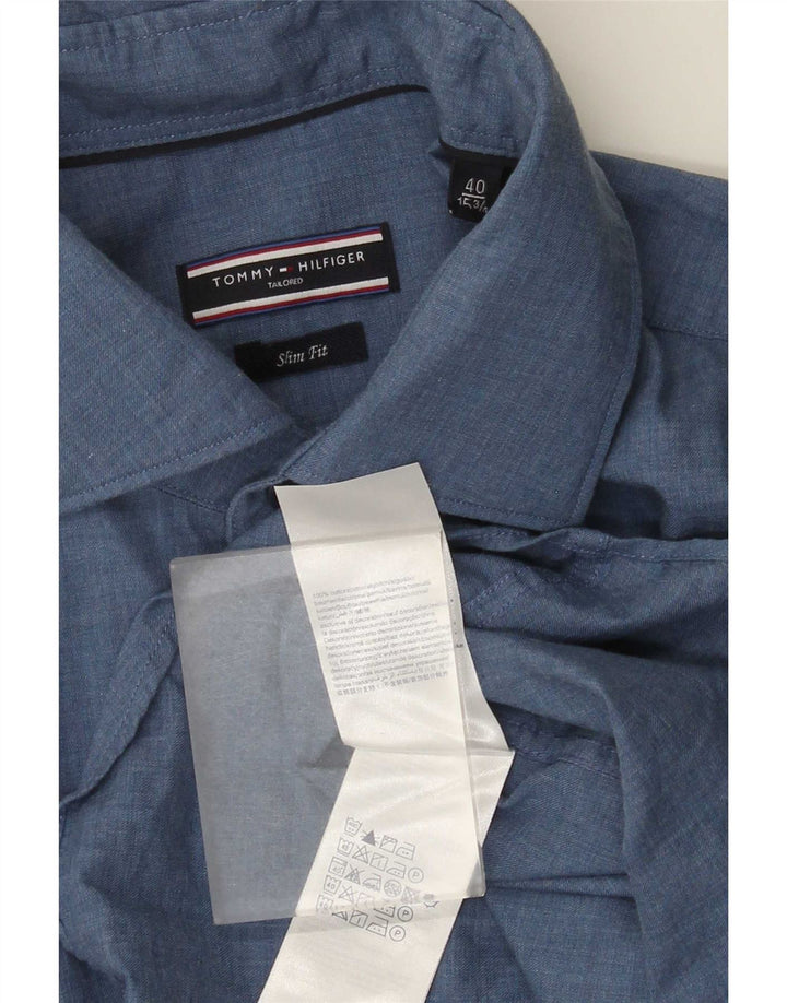 Tommy Hilfiger Chemise Slim Fit Homme Taille 40 Coton Bleu Moyen