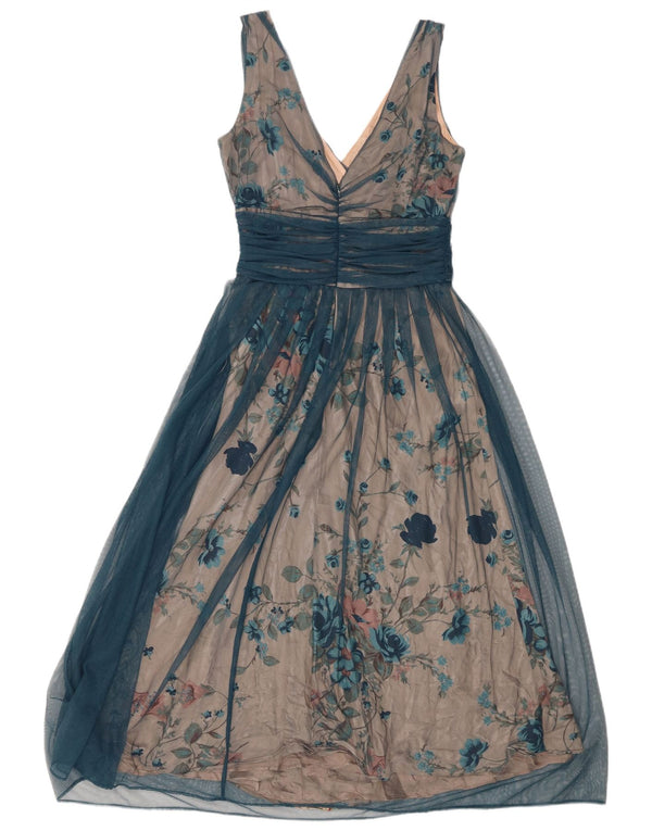 Coast Robe Empire sans manches pour femme UK 10 Petit Bleu Floral Polyamide