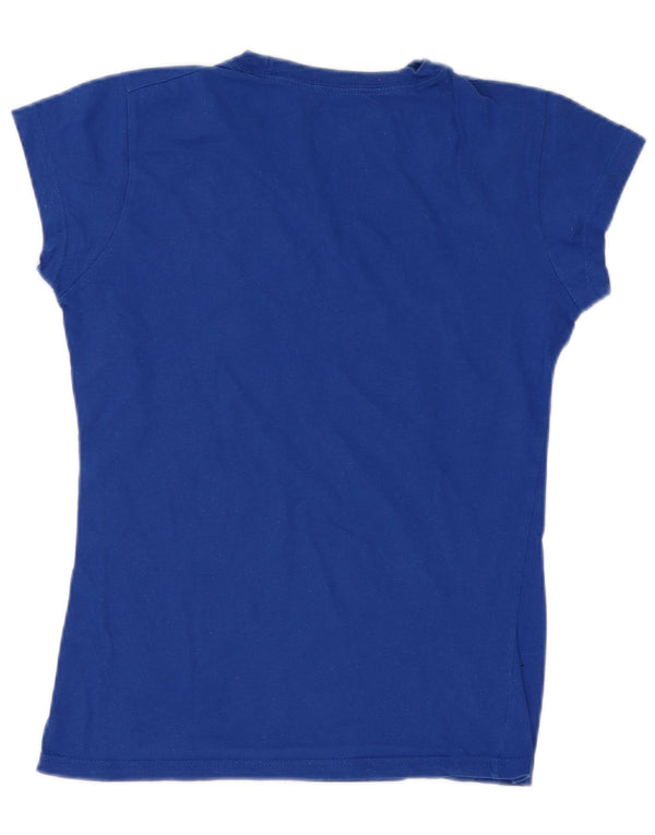 Hard Rock Cafe London Graphic T-Shirt Top UK 12 Bleu Moyen Coton