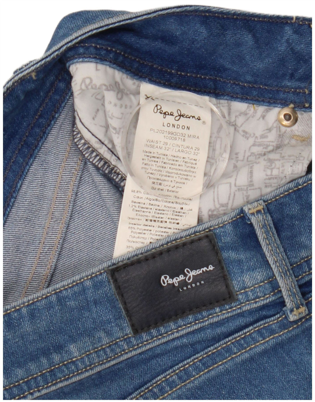PEPE Jeans Jean Slim Femme W29 L32 Bleu Coton