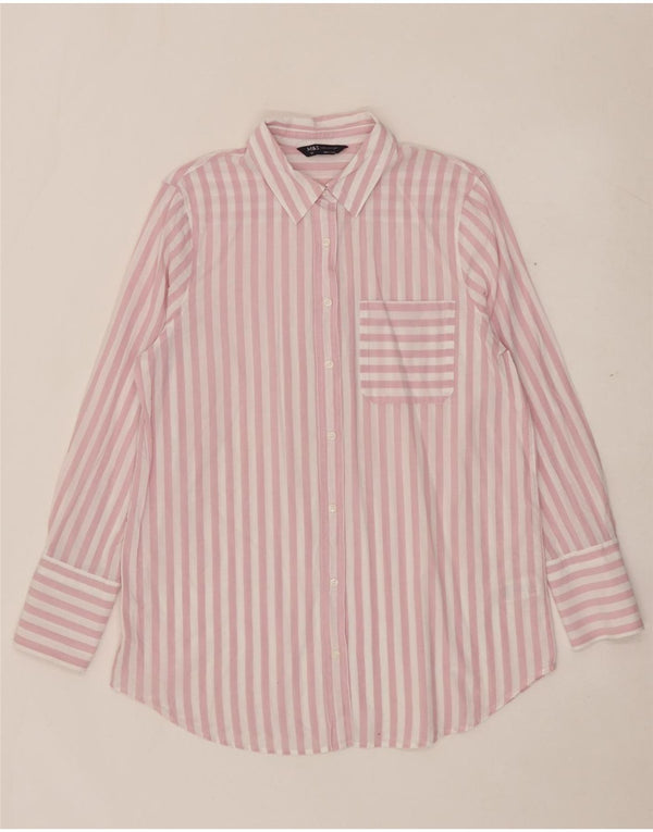 Marks & Spencer Chemise formelle pour femme UK 14 Grand coton rayé rose