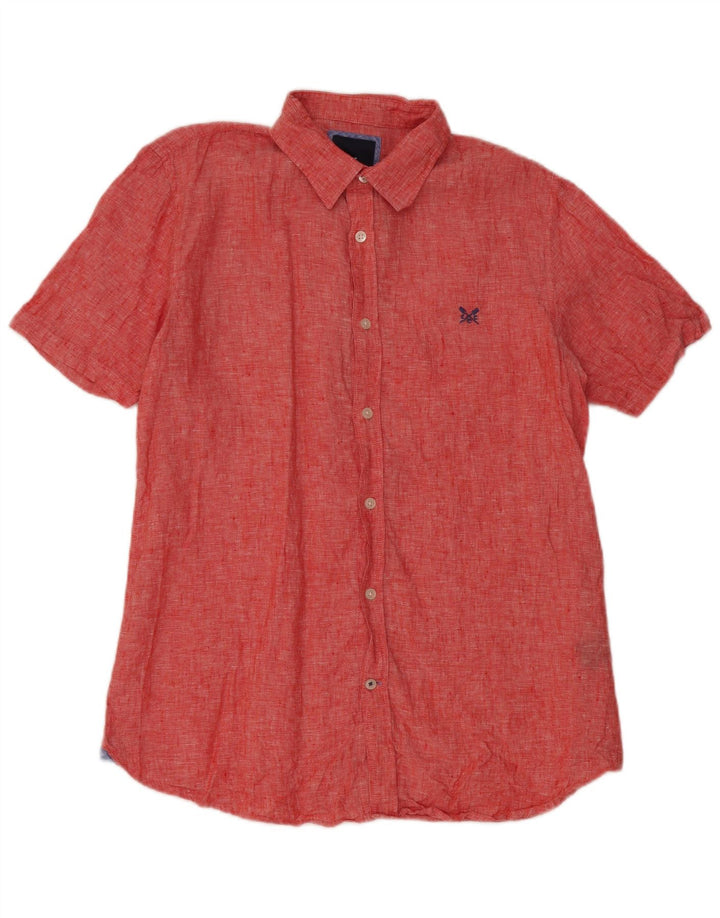 Crew Clothing Chemise à manches courtes pour homme en lin rouge moyen